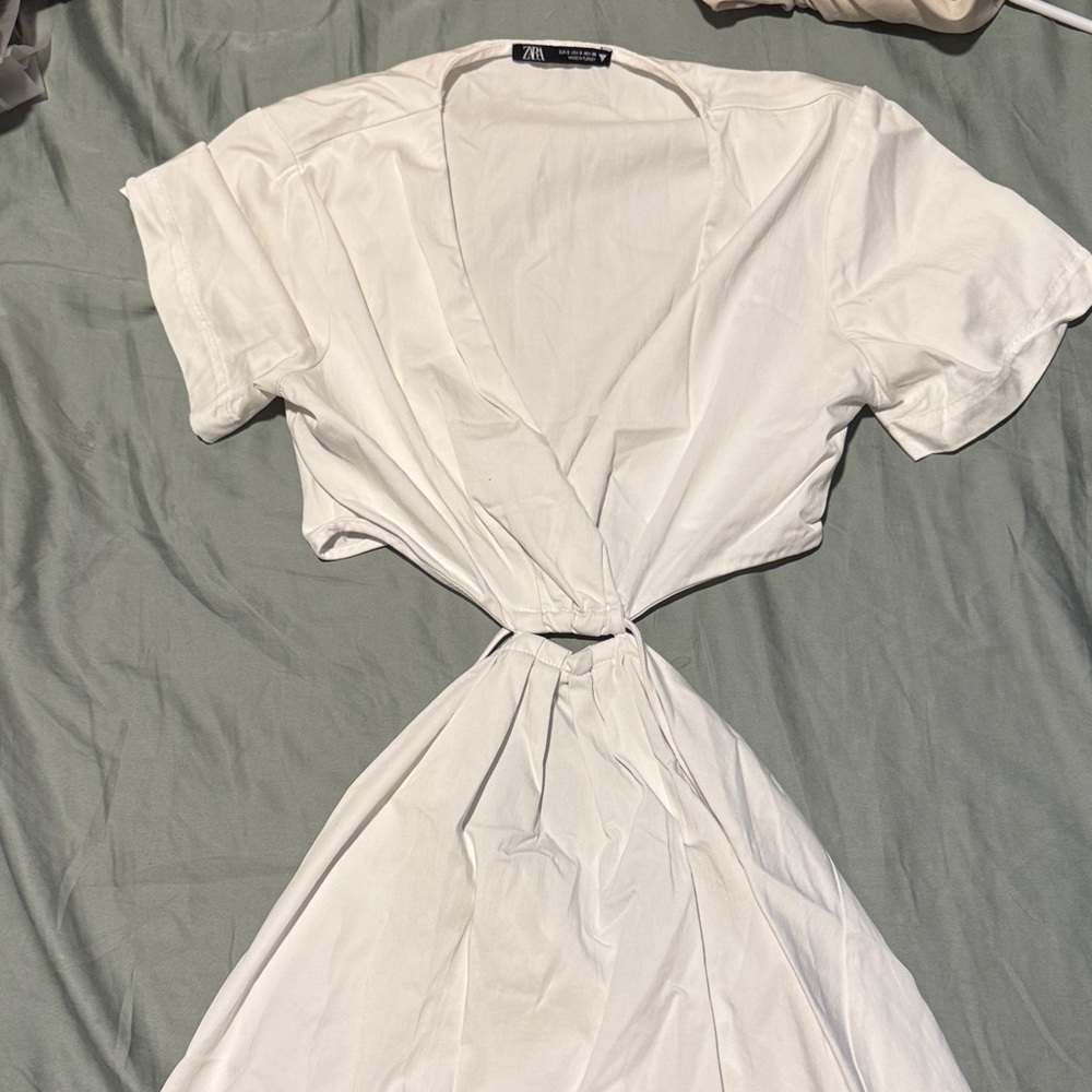 Zara Ivory Tie-Front Dress